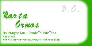 marta ormos business card